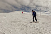 Montenegro winter sports - Skiing down snowy mountain in the Balkans