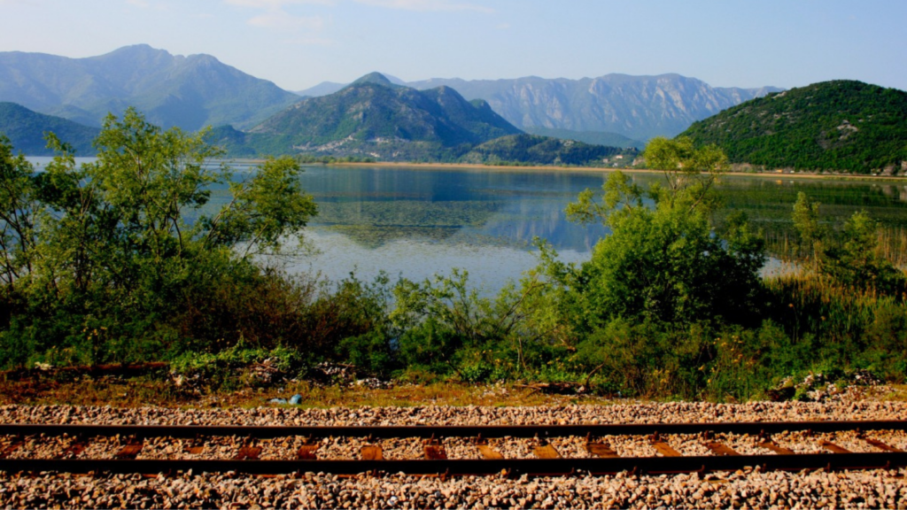 The beautiful view of Lake Skadar when travelling to Virpazar by train